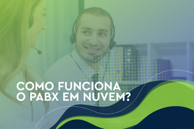 POST-09-02 Ilustra o PABX em nuvem, homem e mulher conversando por headset.